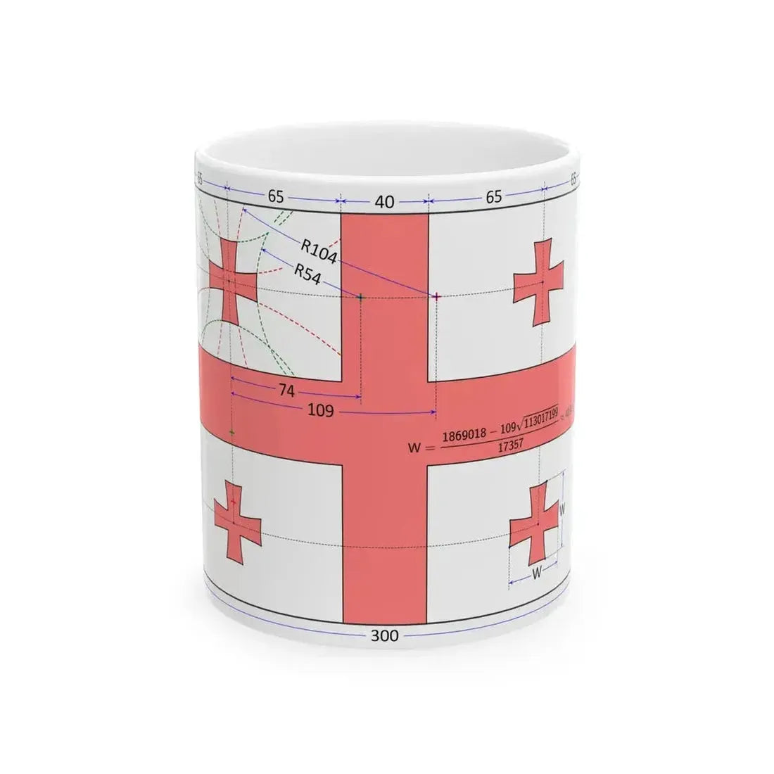 Flag of Georgia construction sheet (Georgia) White Coffee Mug 11oz - Go Mug Yourself