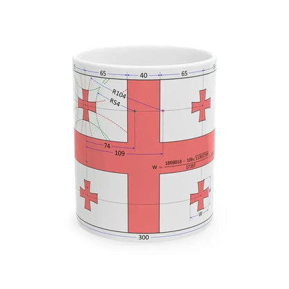 Flag of Georgia construction sheet (Georgia) White Coffee Mug 11oz - Go Mug Yourself