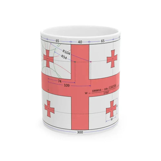 Flag of Georgia construction sheet (Georgia) White Coffee Mug 11oz - Go Mug Yourself
