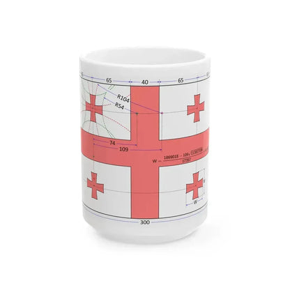 Flag of Georgia construction sheet (Georgia) White Coffee Mug 15oz - Go Mug Yourself