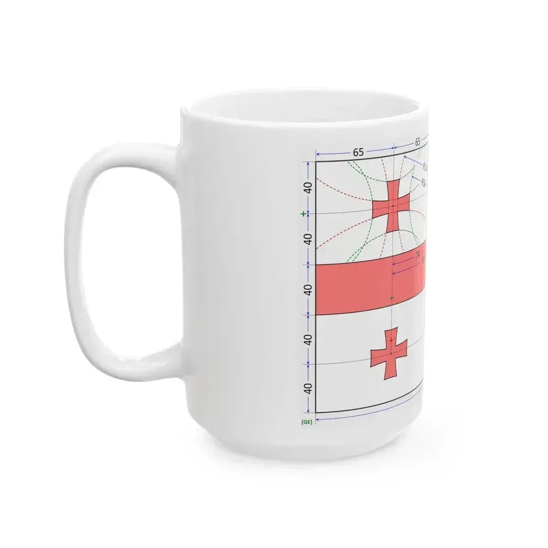 Flag of Georgia construction sheet (Georgia) White Coffee Mug - Go Mug Yourself