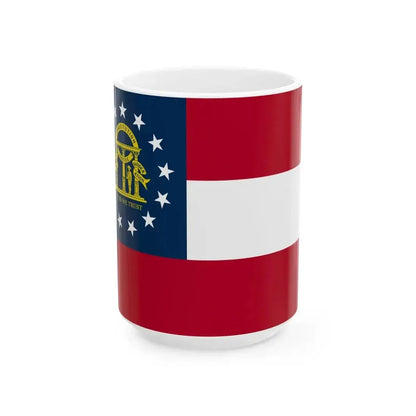 Flag of Georgia U.S. state 3-2 (United States) White Coffee Mug 15oz - Go Mug Yourself