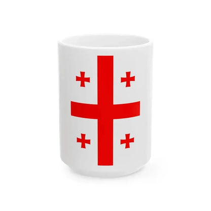 Flag of Georgia vertical (Georgia) White Coffee Mug 15oz - Go Mug Yourself