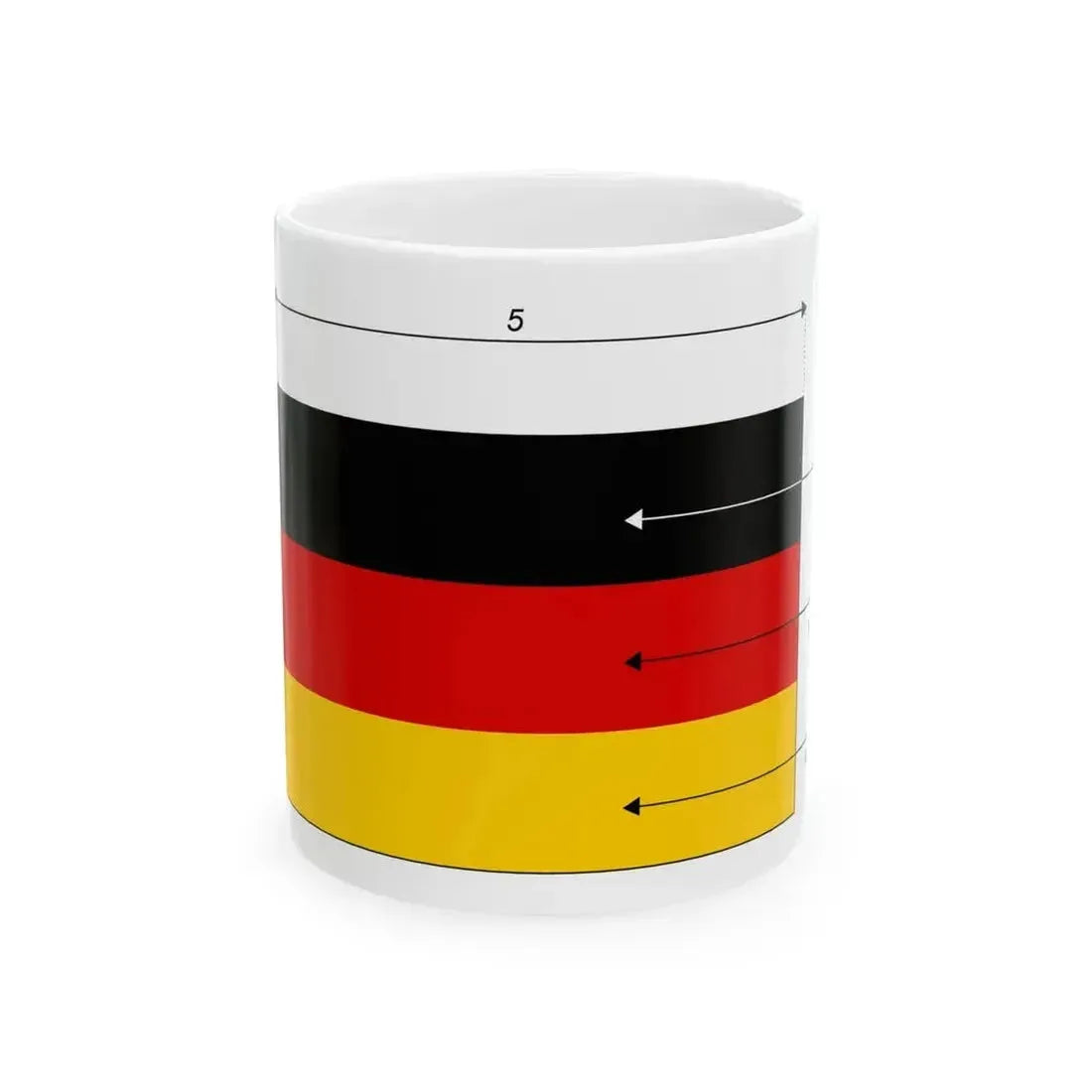 Flag of Germany - dimensions es (Germany) White Coffee Mug 11oz - Go Mug Yourself