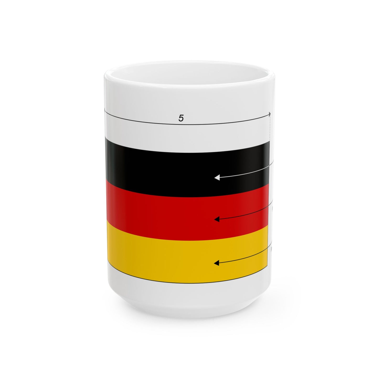 Flag of Germany - dimensions es (Germany) White Coffee Mug-15oz-Go Mug Yourself