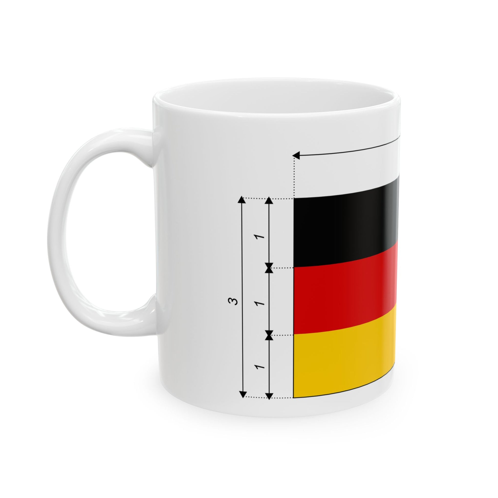 Flag of Germany - dimensions es (Germany) White Coffee Mug-Go Mug Yourself