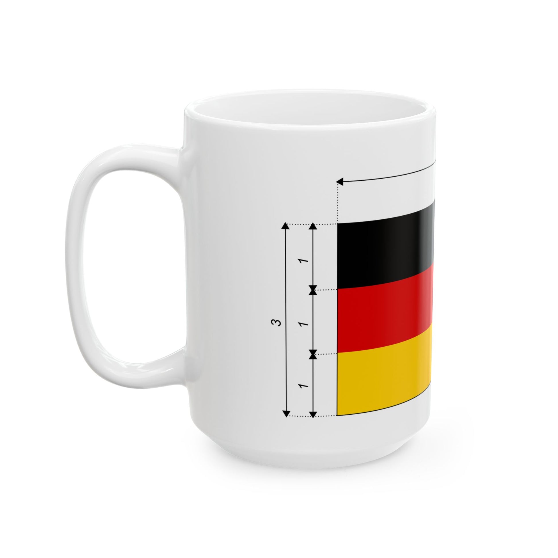 Flag of Germany - dimensions es (Germany) White Coffee Mug-Go Mug Yourself