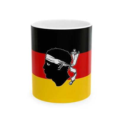 Flag of Germany with a Moors head in the center (Germany) White Coffee Mug 11oz - Go Mug Yourself