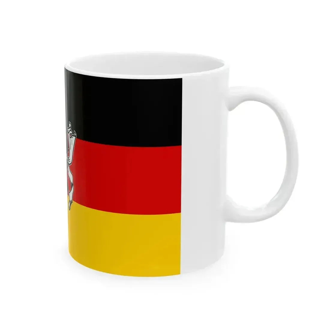 Flag of Germany with a Moors head in the center (Germany) White Coffee Mug - Go Mug Yourself