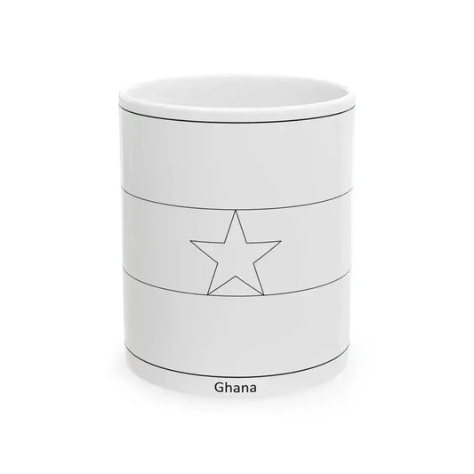 Flag of Ghana colouring page (Ghana) White Coffee Mug 11oz - Go Mug Yourself