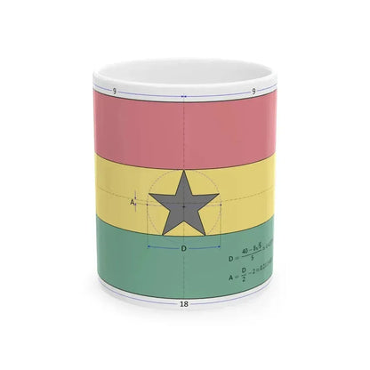 Flag of Ghana construction sheet (Ghana) White Coffee Mug 11oz - Go Mug Yourself