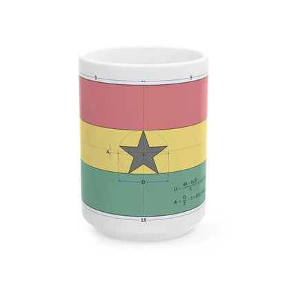 Flag of Ghana construction sheet (Ghana) White Coffee Mug 15oz - Go Mug Yourself