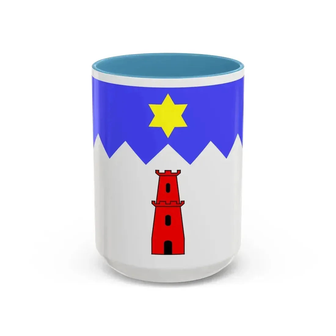 Flag of Gharb Malta - Accent Coffee Mug 15oz Light Blue - Go Mug Yourself