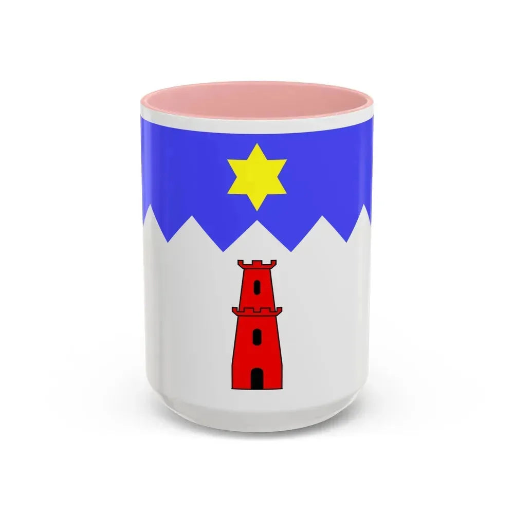 Flag of Gharb Malta - Accent Coffee Mug 15oz Pink - Go Mug Yourself