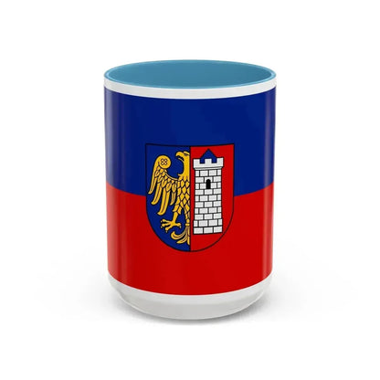 Flag of Gliwice Poland - Accent Coffee Mug 15oz Light Blue - Go Mug Yourself