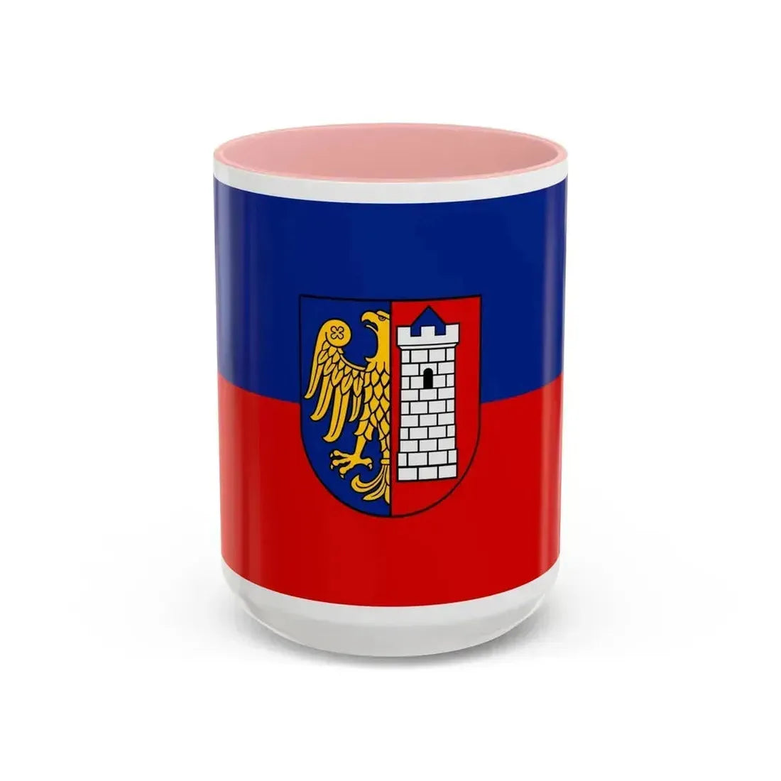 Flag of Gliwice Poland - Accent Coffee Mug 15oz Pink - Go Mug Yourself