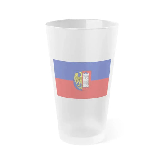 Flag of Gliwice Poland - Frosted Pint Glass 16oz 16oz Frosted - Go Mug Yourself