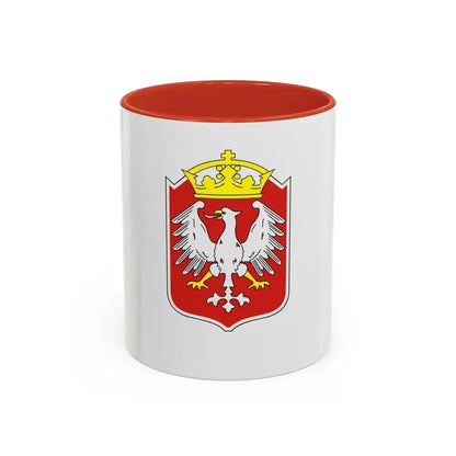 Flag of Gniezno Poland - Accent Coffee Mug 11oz Red - Go Mug Yourself