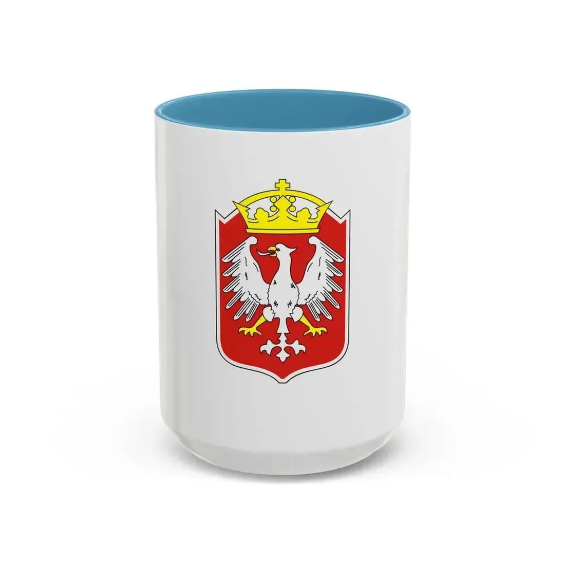 Flag of Gniezno Poland - Accent Coffee Mug 15oz Light Blue - Go Mug Yourself