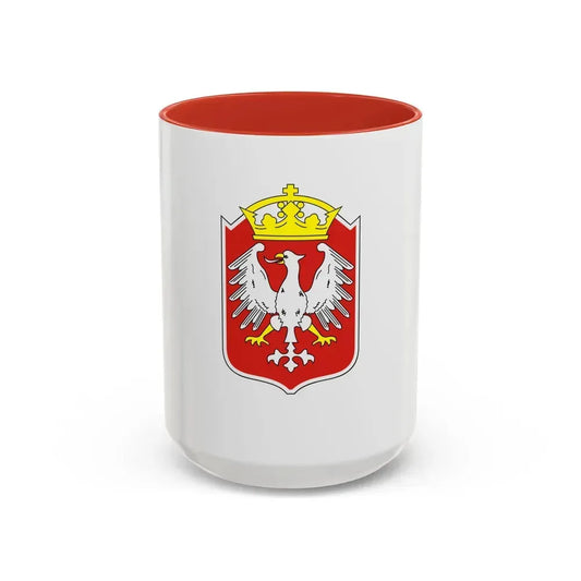 Flag of Gniezno Poland - Accent Coffee Mug 15oz Red - Go Mug Yourself