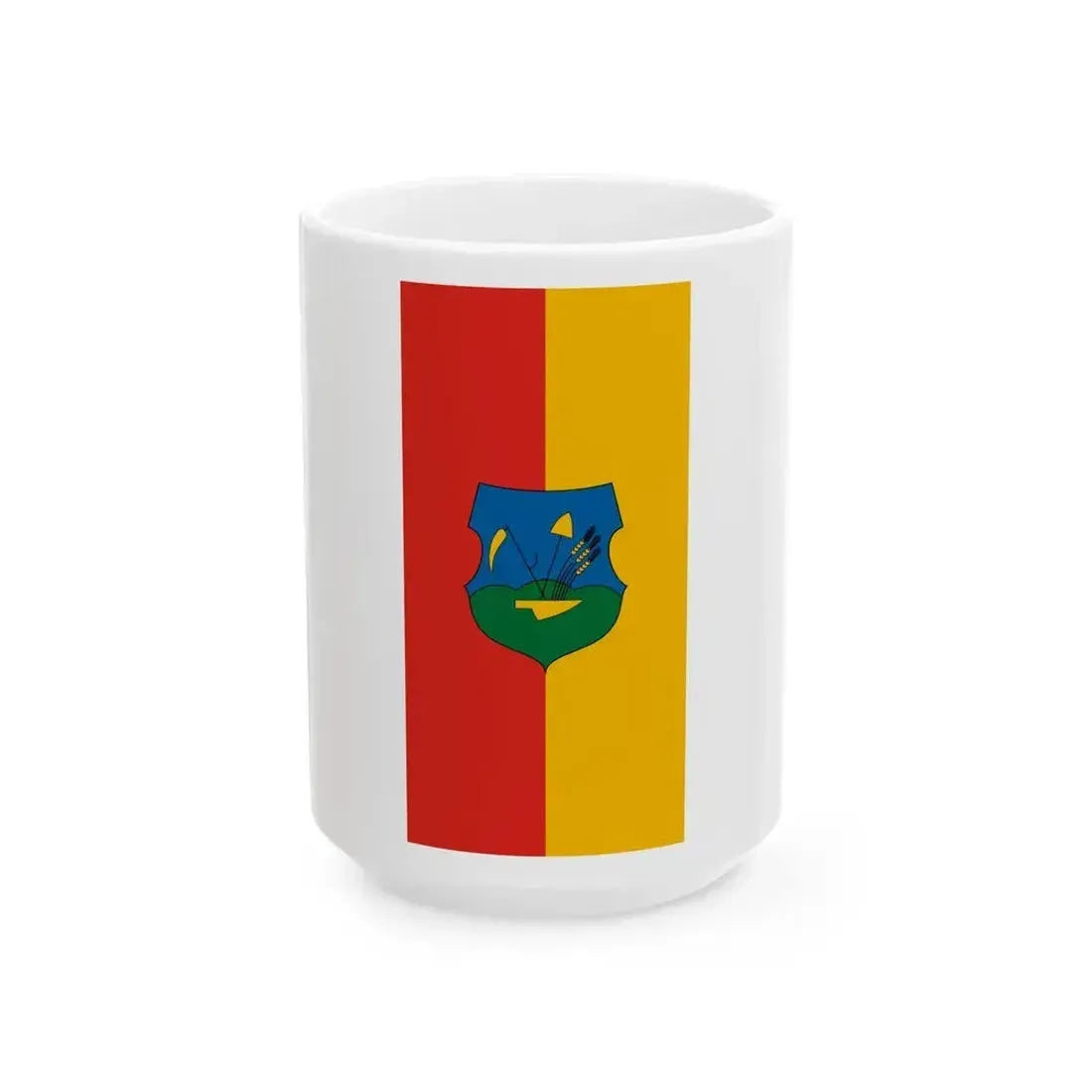 Flag of Gomba vertical (Hungary) White Coffee Mug 15oz - Go Mug Yourself