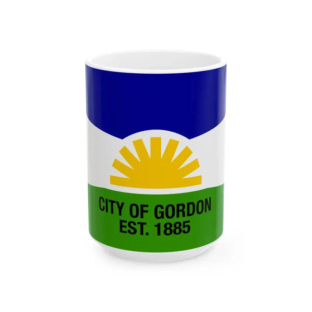 Flag of Gordon Nebraska (United States) White Coffee Mug 15oz - Go Mug Yourself