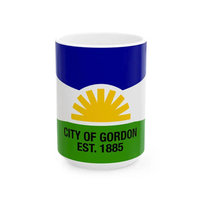 Flag of Gordon Nebraska (United States) White Coffee Mug 15oz - Go Mug Yourself