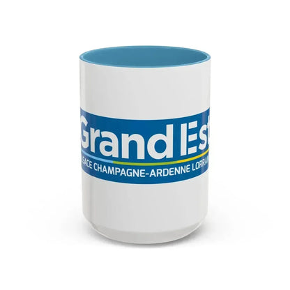 Flag of Grand Est France - Accent Coffee Mug 15oz Light Blue - Go Mug Yourself