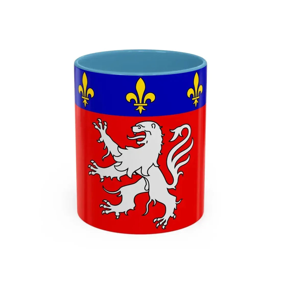 Flag of Grand Lyon France 2 - Accent Coffee Mug 11oz Light Blue - Go Mug Yourself