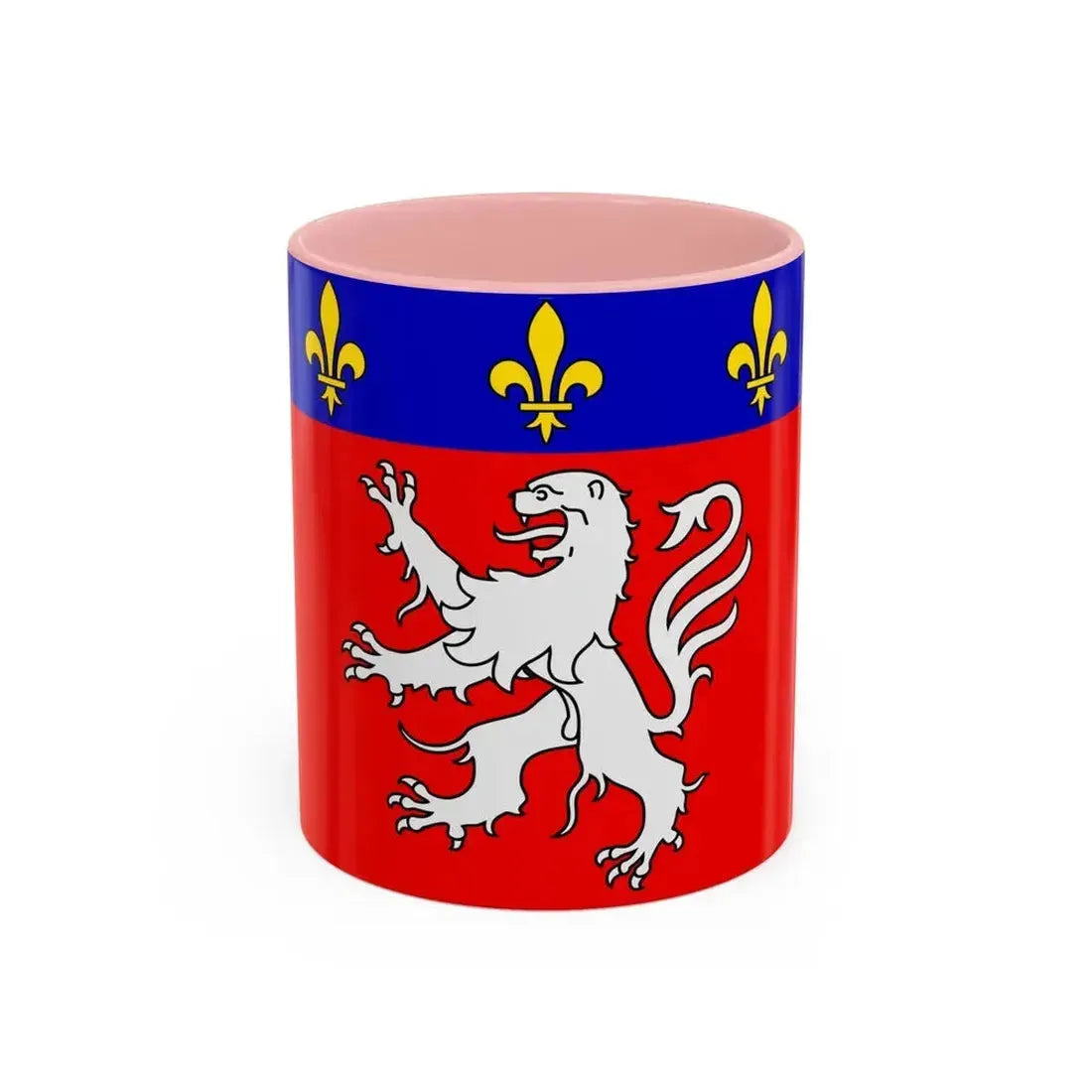 Flag of Grand Lyon France 2 - Accent Coffee Mug 11oz Pink - Go Mug Yourself
