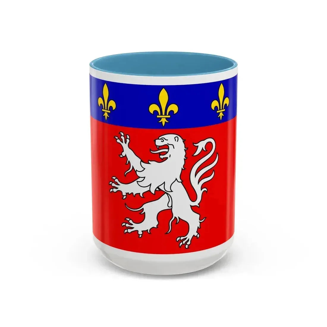 Flag of Grand Lyon France 2 - Accent Coffee Mug 15oz Light Blue - Go Mug Yourself