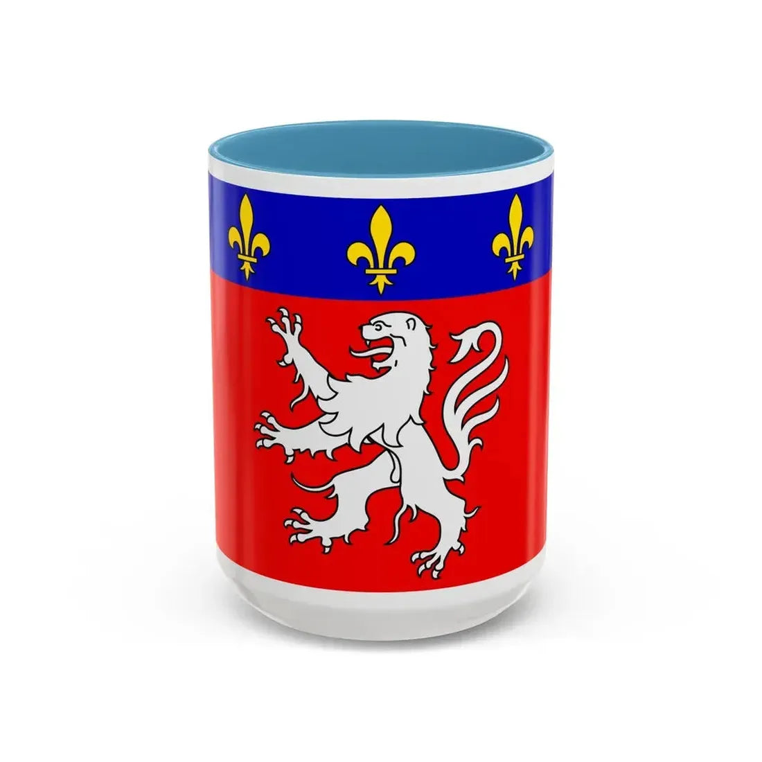 Flag of Grand Lyon France 2 - Accent Coffee Mug 15oz Light Blue - Go Mug Yourself