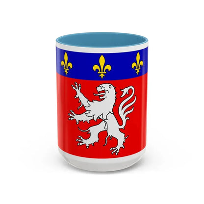Flag of Grand Lyon France 2 - Accent Coffee Mug 15oz Light Blue - Go Mug Yourself