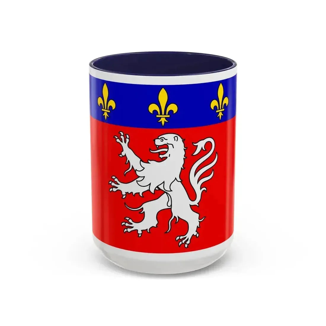 Flag of Grand Lyon France 2 - Accent Coffee Mug 15oz Navy - Go Mug Yourself