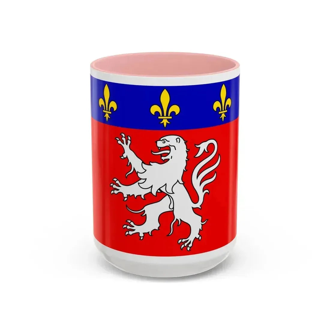 Flag of Grand Lyon France 2 - Accent Coffee Mug 15oz Pink - Go Mug Yourself