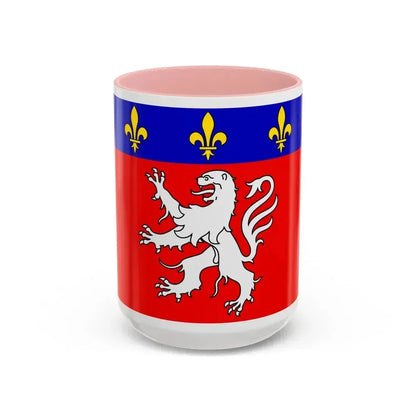 Flag of Grand Lyon France 2 - Accent Coffee Mug 15oz Pink - Go Mug Yourself