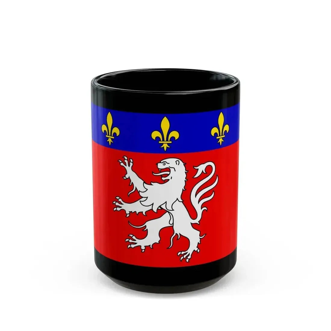 Flag of Grand Lyon France 2 - Black Coffee Mug 15oz - Go Mug Yourself