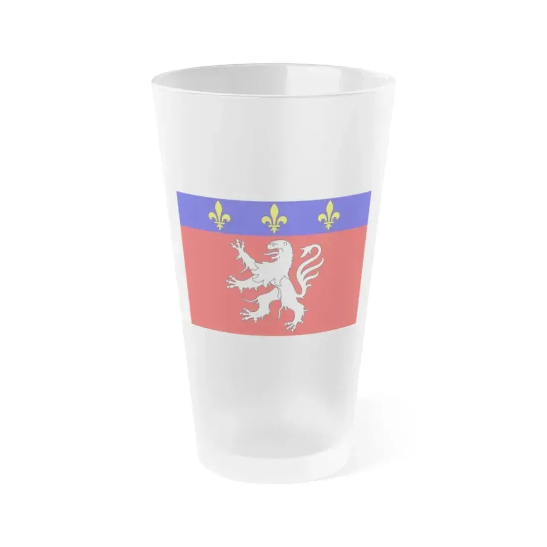 Flag of Grand Lyon France 2 - Frosted Pint Glass 16oz 16oz Frosted - Go Mug Yourself
