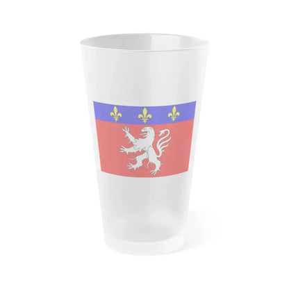 Flag of Grand Lyon France 2 - Frosted Pint Glass 16oz 16oz Frosted - Go Mug Yourself