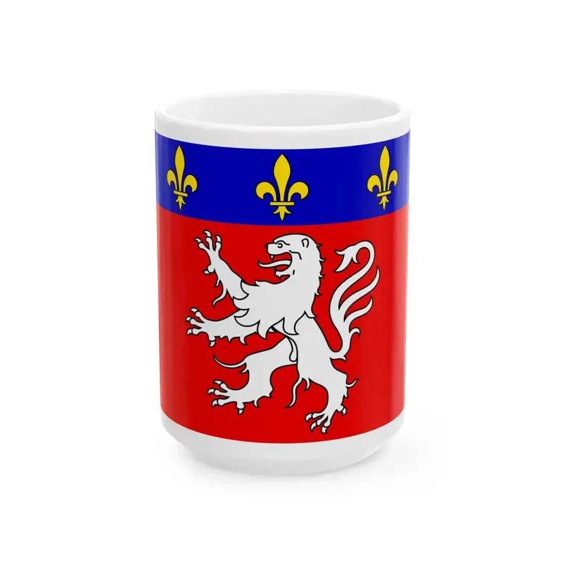 Flag of Grand Lyon France 2 - White Coffee Mug 15oz - Go Mug Yourself