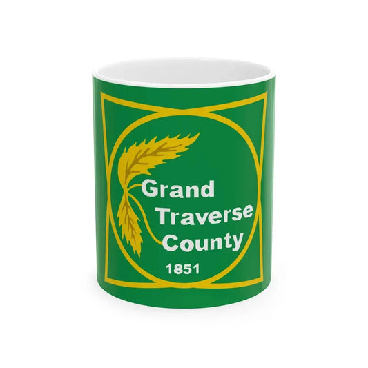 Flag of Grand Traverse County Michigan (United States) White Coffee Mug 11oz - Go Mug Yourself