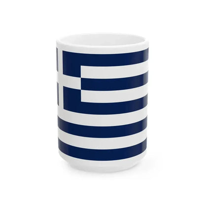 Flag of Greece 1970-1975 3-2 (Greece) White Coffee Mug 15oz - Go Mug Yourself