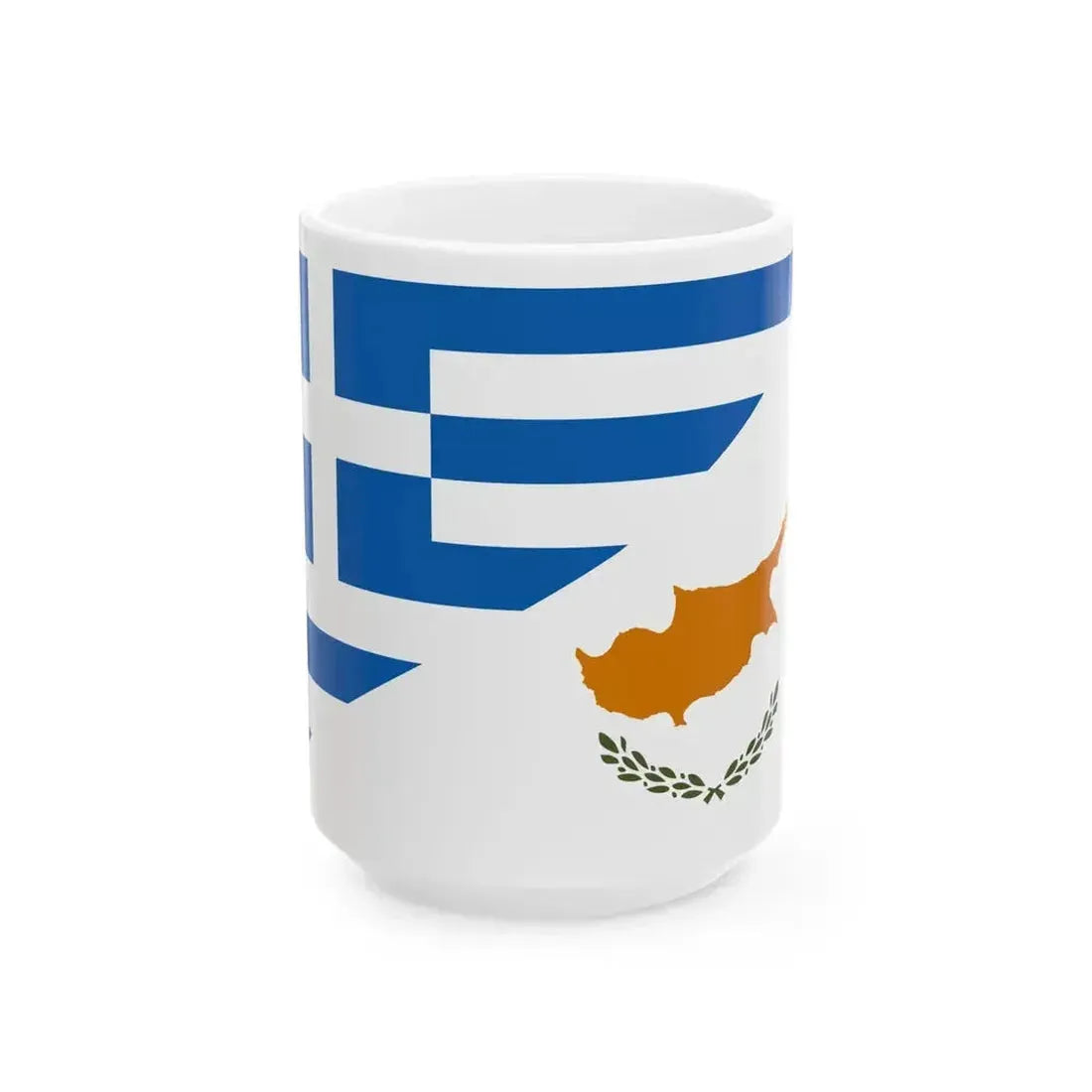 Flag of Greece and Cyprus (Cyprus) White Coffee Mug 15oz - Go Mug Yourself