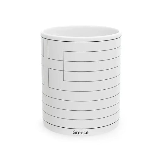 Flag of Greece colouring page (Greece) White Coffee Mug 11oz - Go Mug Yourself