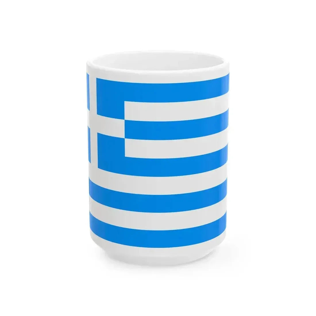 Flag of Greece sky blue (Greece) White Coffee Mug 15oz - Go Mug Yourself