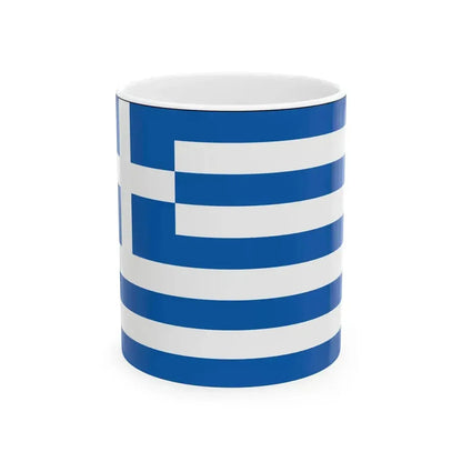 Flag of Greece with border (Greece) White Coffee Mug 11oz - Go Mug Yourself