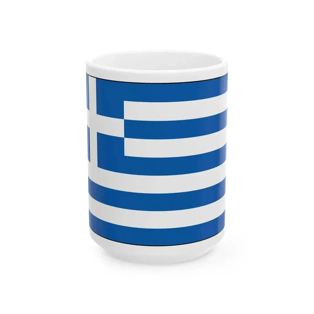 Flag of Greece with border (Greece) White Coffee Mug 15oz - Go Mug Yourself