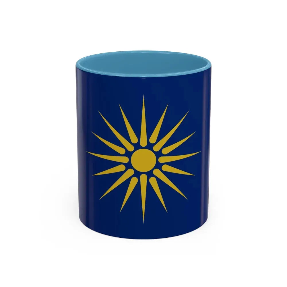 Flag of Greek Macedonia Greece - Accent Coffee Mug 11oz Light Blue - Go Mug Yourself