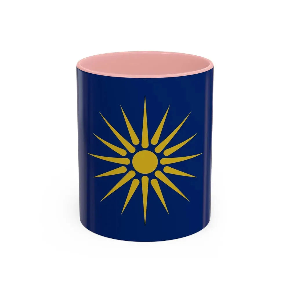 Flag of Greek Macedonia Greece - Accent Coffee Mug 11oz Pink - Go Mug Yourself
