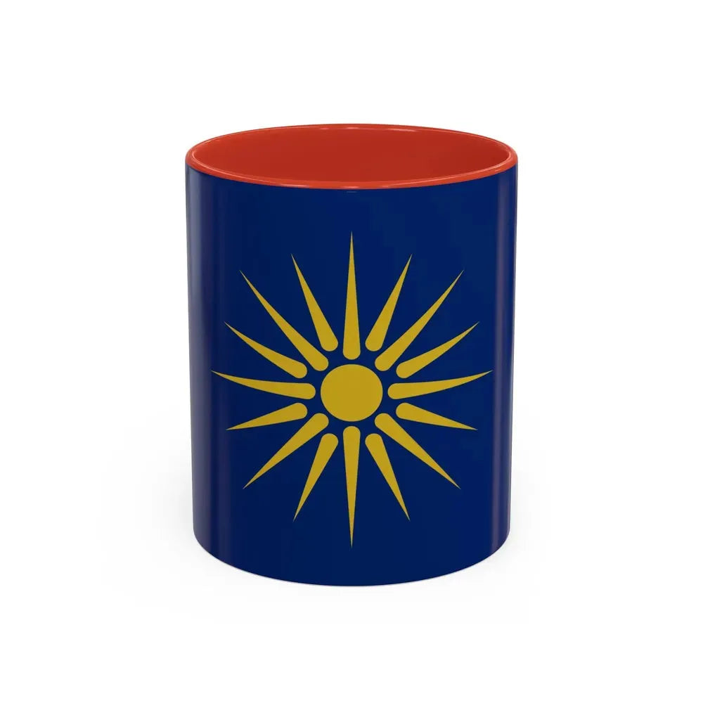Flag of Greek Macedonia Greece - Accent Coffee Mug 11oz Red - Go Mug Yourself